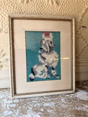 Vintage poodle dog needlepoint